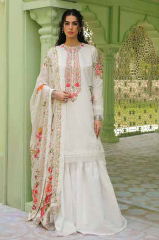 Zara Shahjahan S/S Luxury Lawn 23 Collection - White Sharara Set