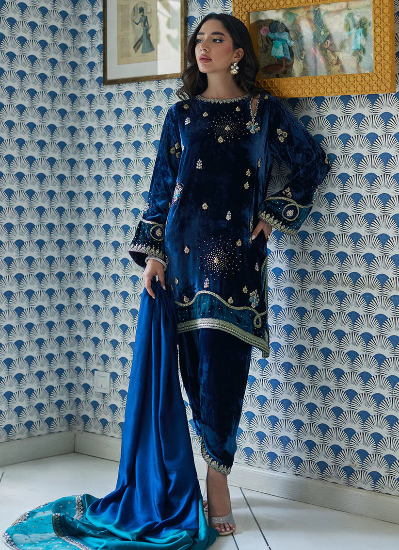 Lujain Navy Shirt And Dupatta | Velvet | FARAH TALIB AZIZ
