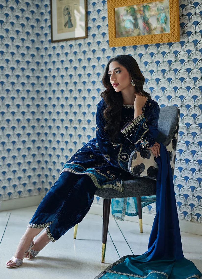 Lujain Navy Shirt And Dupatta | Velvet | FARAH TALIB AZIZ