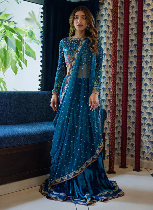 Marli Onyx Saree And Velvet Blouse | Velvet | FARAH TALIB AZIZ