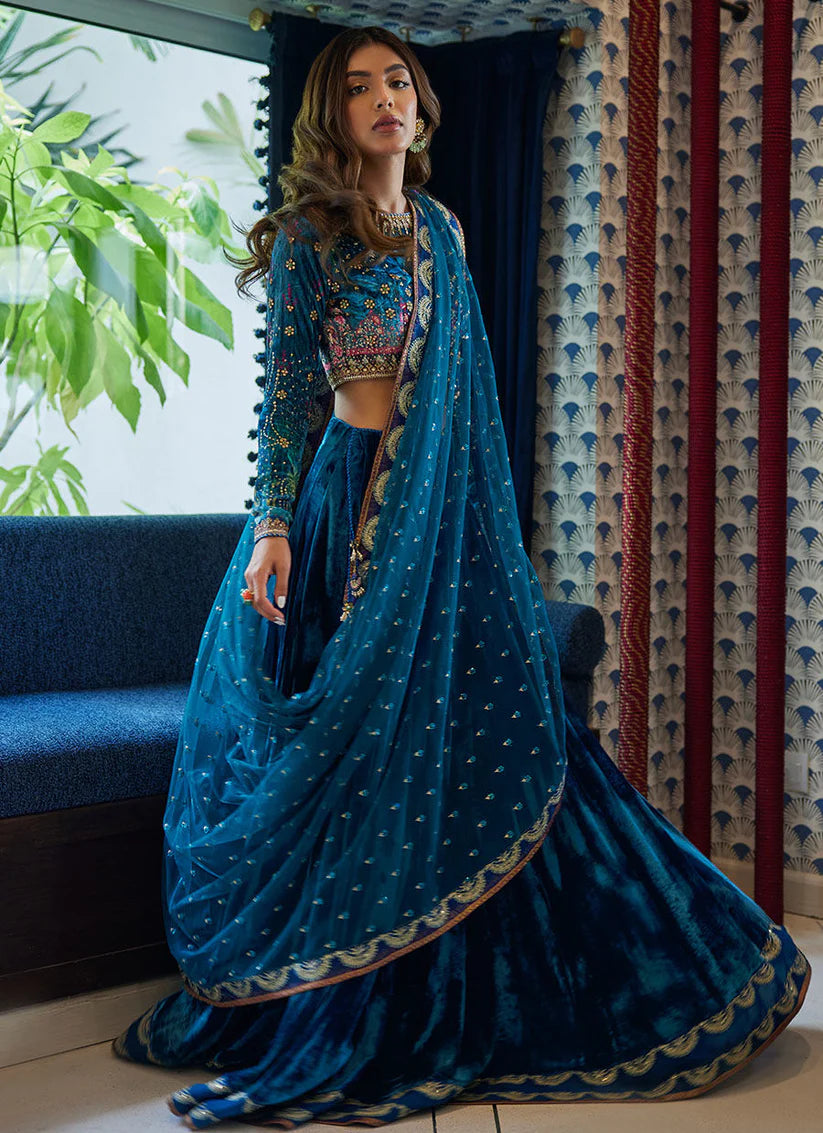 Marli Onyx Saree And Velvet Blouse | Velvet | FARAH TALIB AZIZ