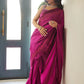 Zermine Magenta Saree | Velvet | FARAH TALIB AZIZ