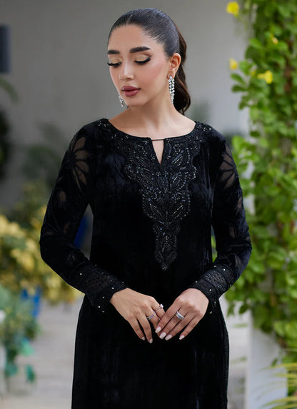 Afrin Onyx Cutwork Shirt | Velvet | FARAH TALIB AZIZ