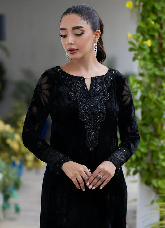 Afrin Onyx Cutwork Shirt | Velvet | FARAH TALIB AZIZ