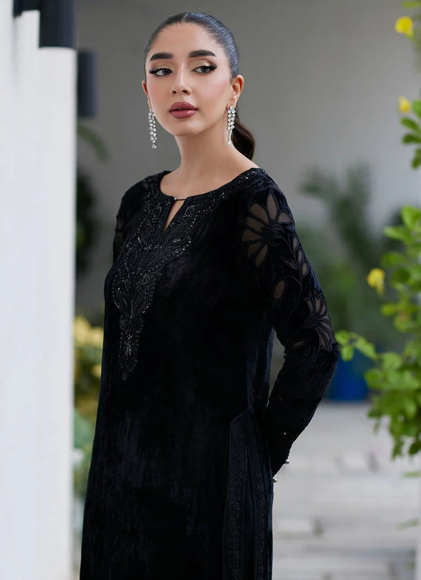Afrin Onyx Cutwork Shirt | Velvet | FARAH TALIB AZIZ
