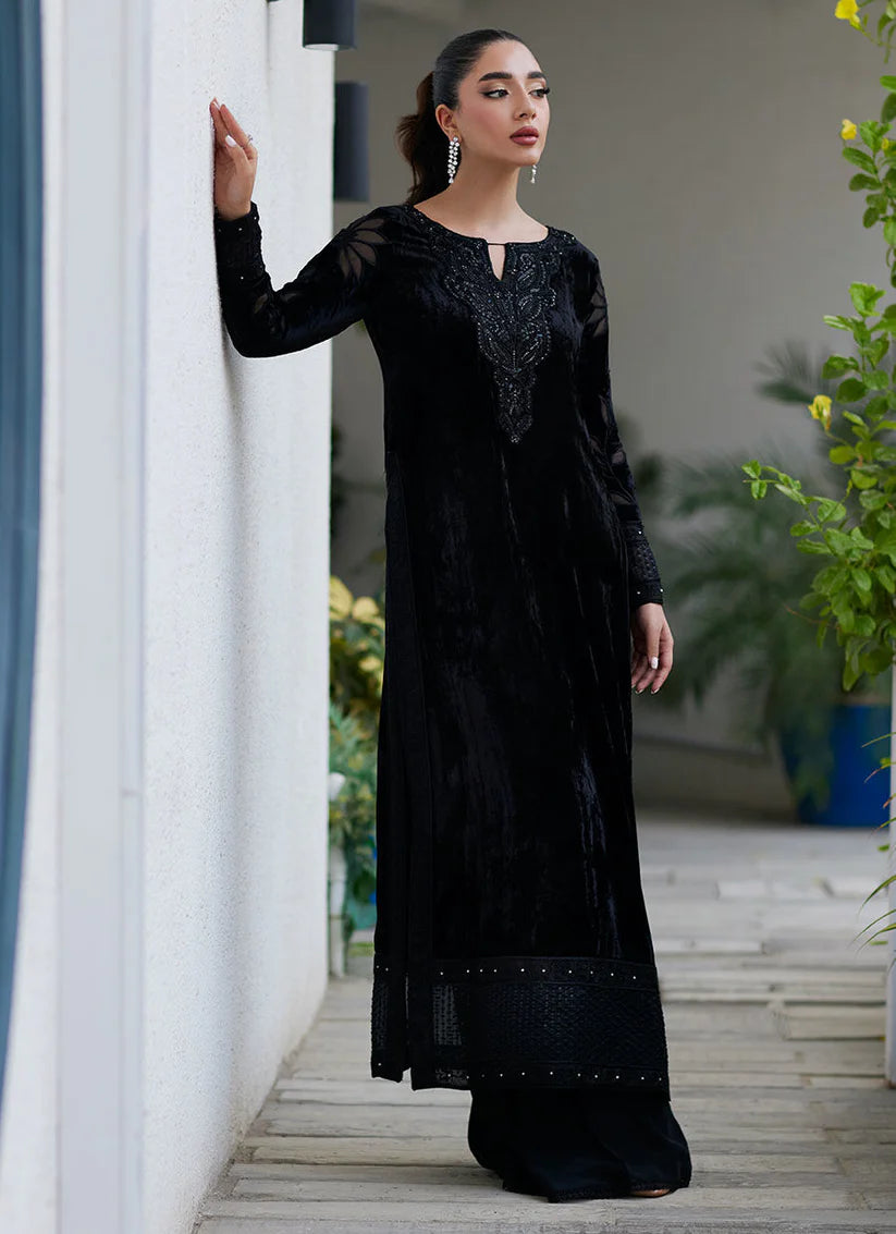 Afrin Onyx Cutwork Shirt | Velvet | FARAH TALIB AZIZ