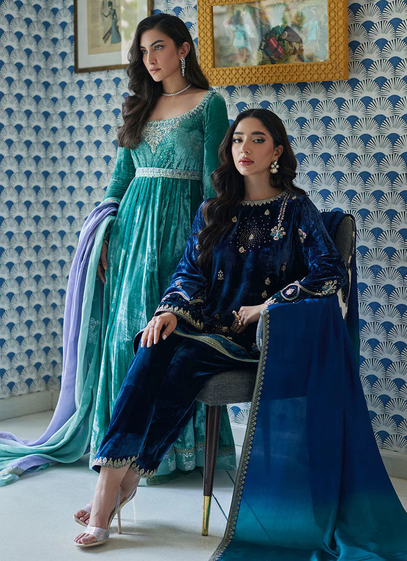 Lujain Navy Shirt And Dupatta | Velvet | FARAH TALIB AZIZ