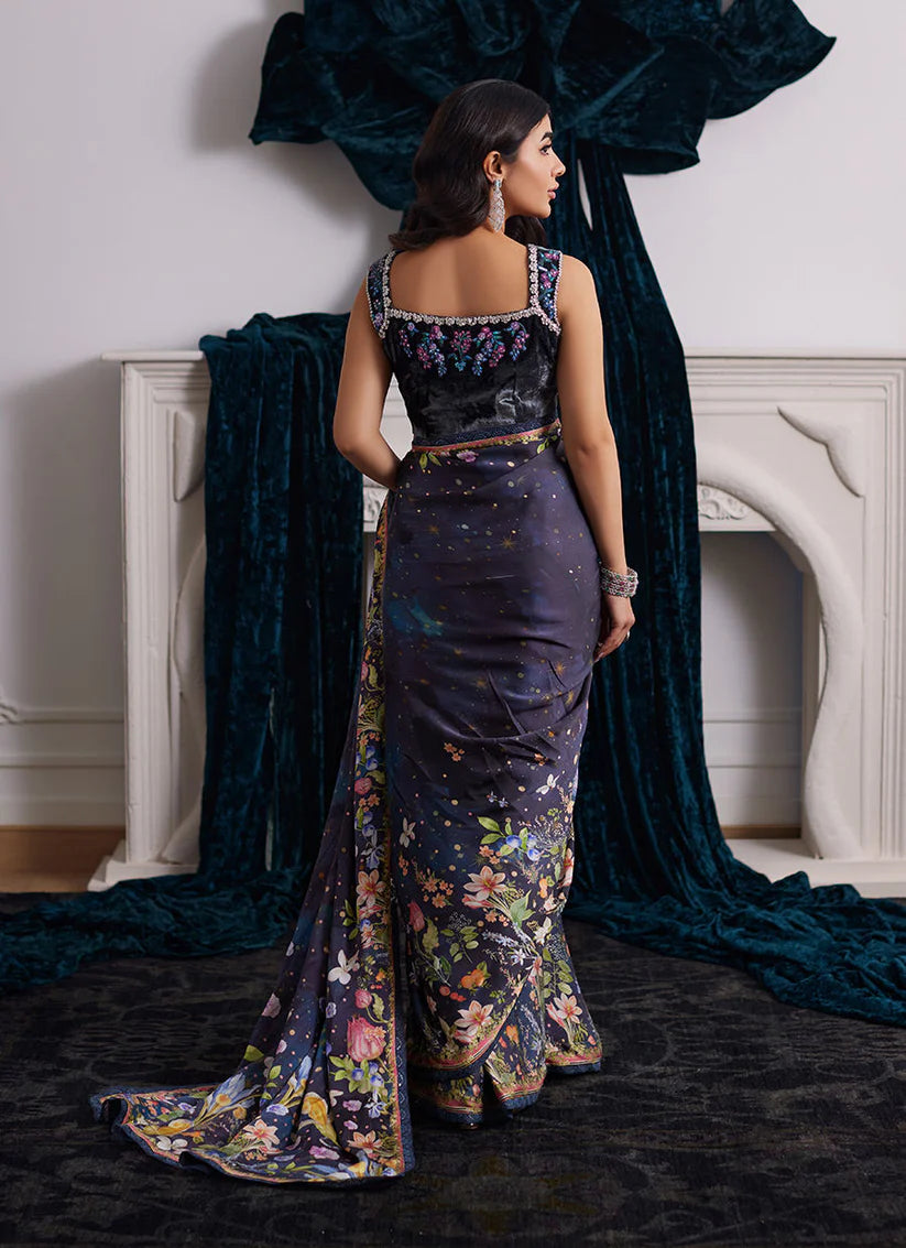 Alixia Charmeuse Saree With Velvet Blouse | Velvet | FARAH TALIB AZIZ