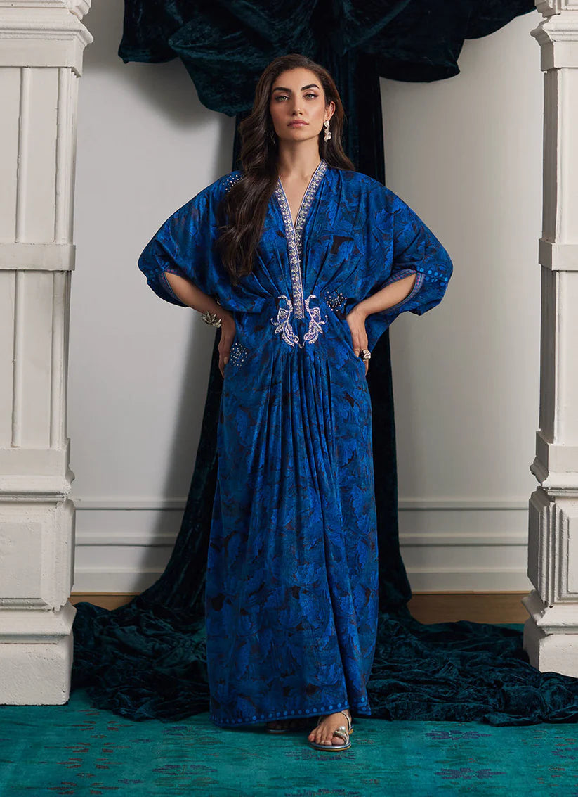 Roz Sapphire Kaftan | Velvet | FARAH TALIB AZIZ