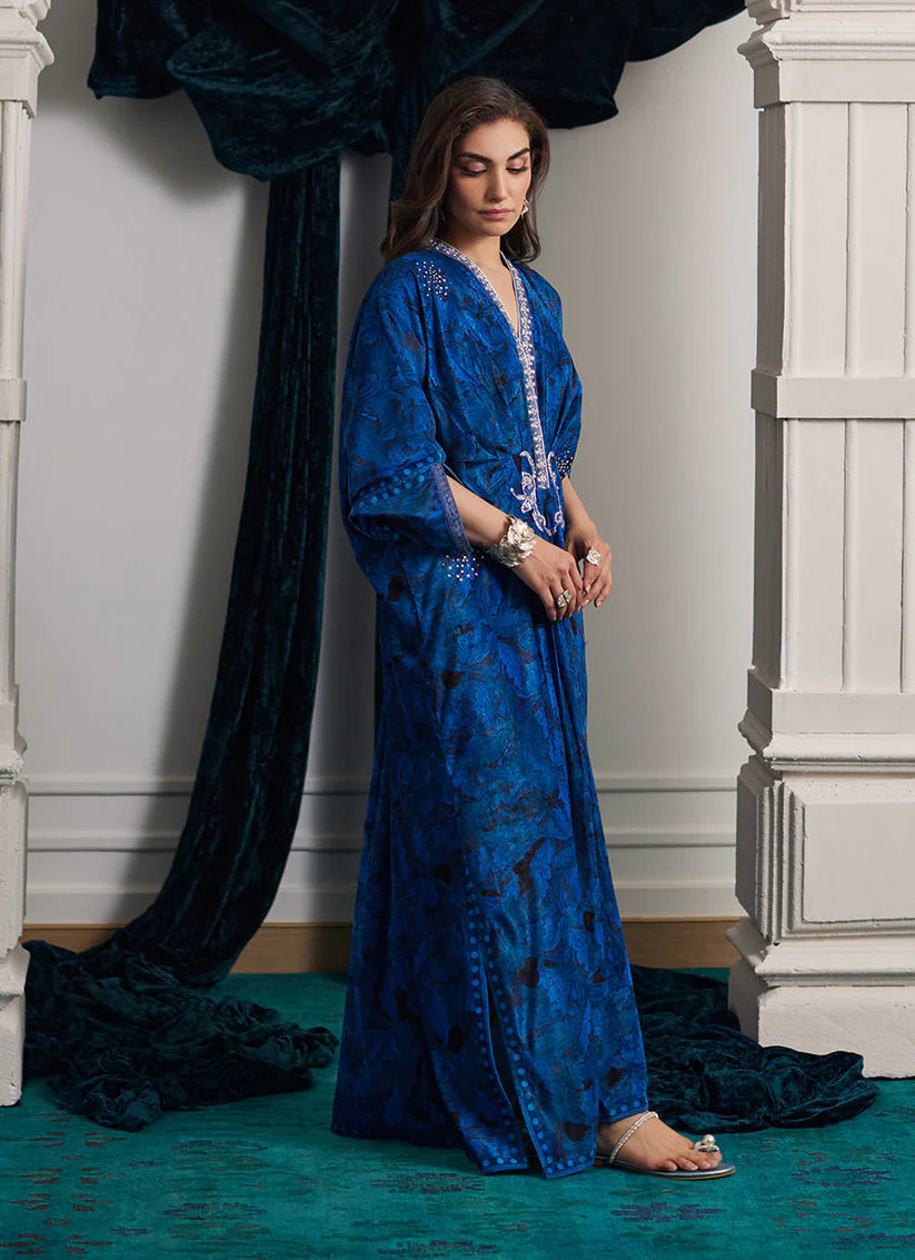 Roz Sapphire Kaftan | Velvet | FARAH TALIB AZIZ