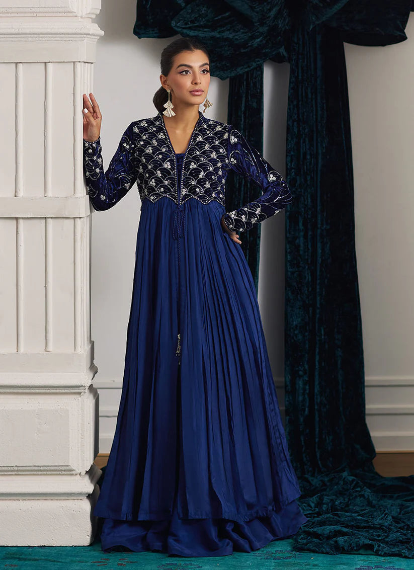 Kismet Persian Blue Kalidaar | Velvet | FARAH TALIB AZIZ