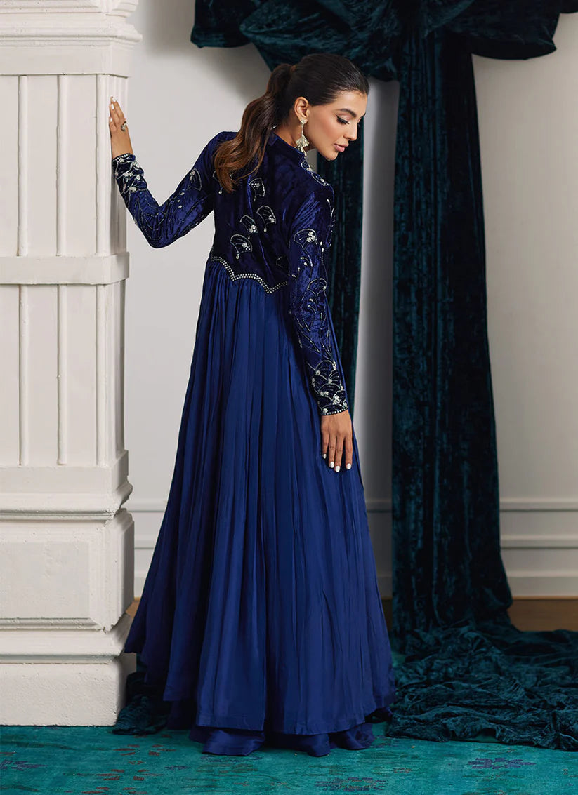 Kismet Persian Blue Kalidaar | Velvet | FARAH TALIB AZIZ