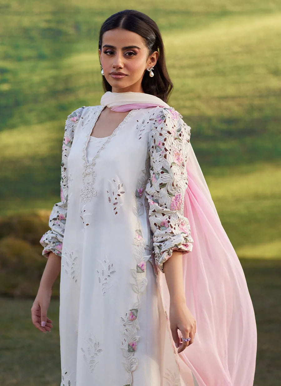 Farah Talib Aziz | Rose Lace Shirt And Dupatta