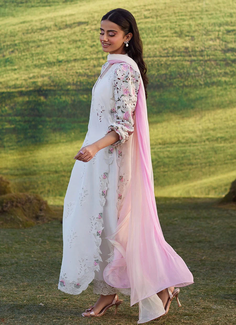 Farah Talib Aziz | Rose Lace Shirt And Dupatta