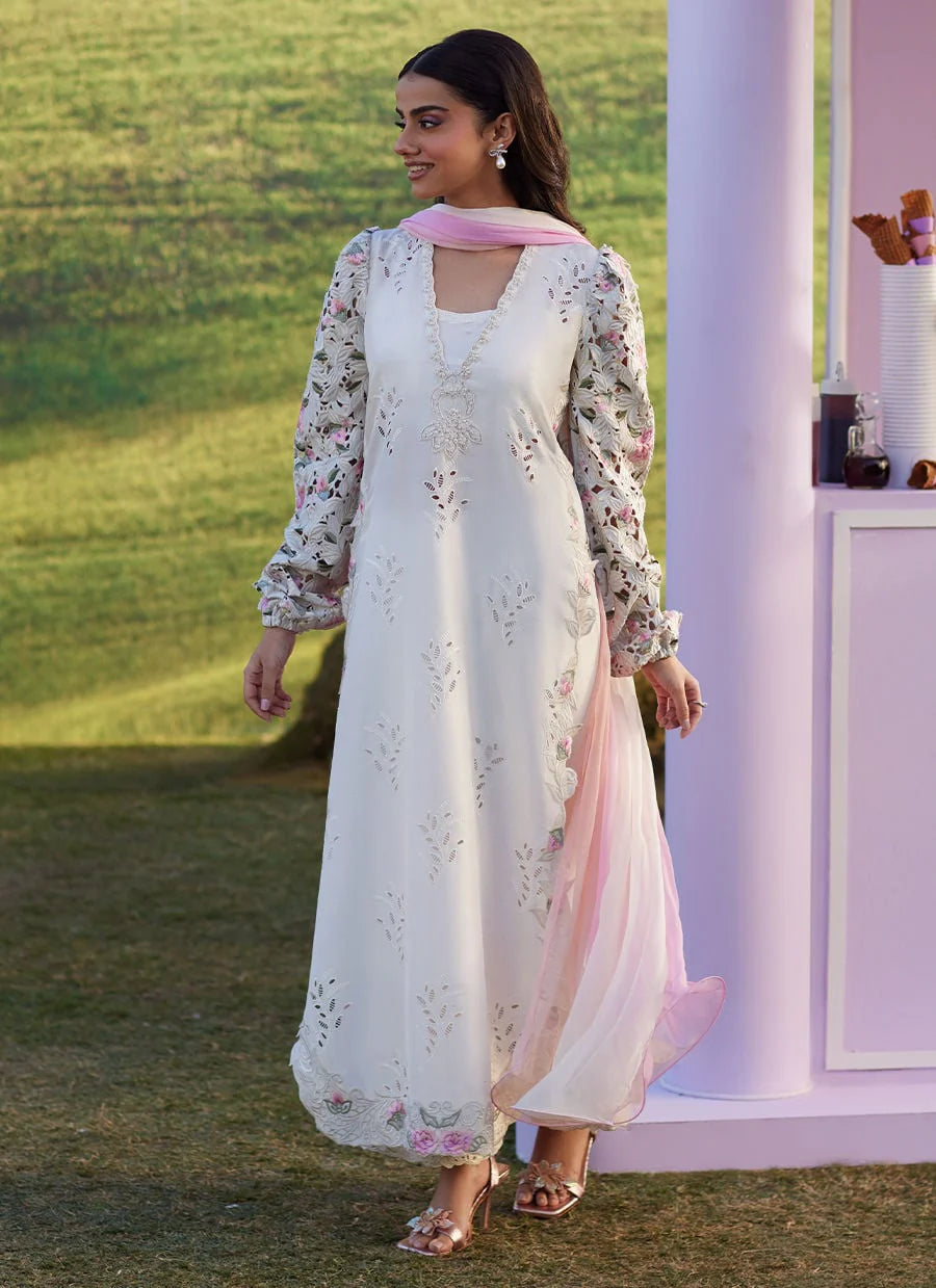 Farah Talib Aziz | Rose Lace Shirt And Dupatta