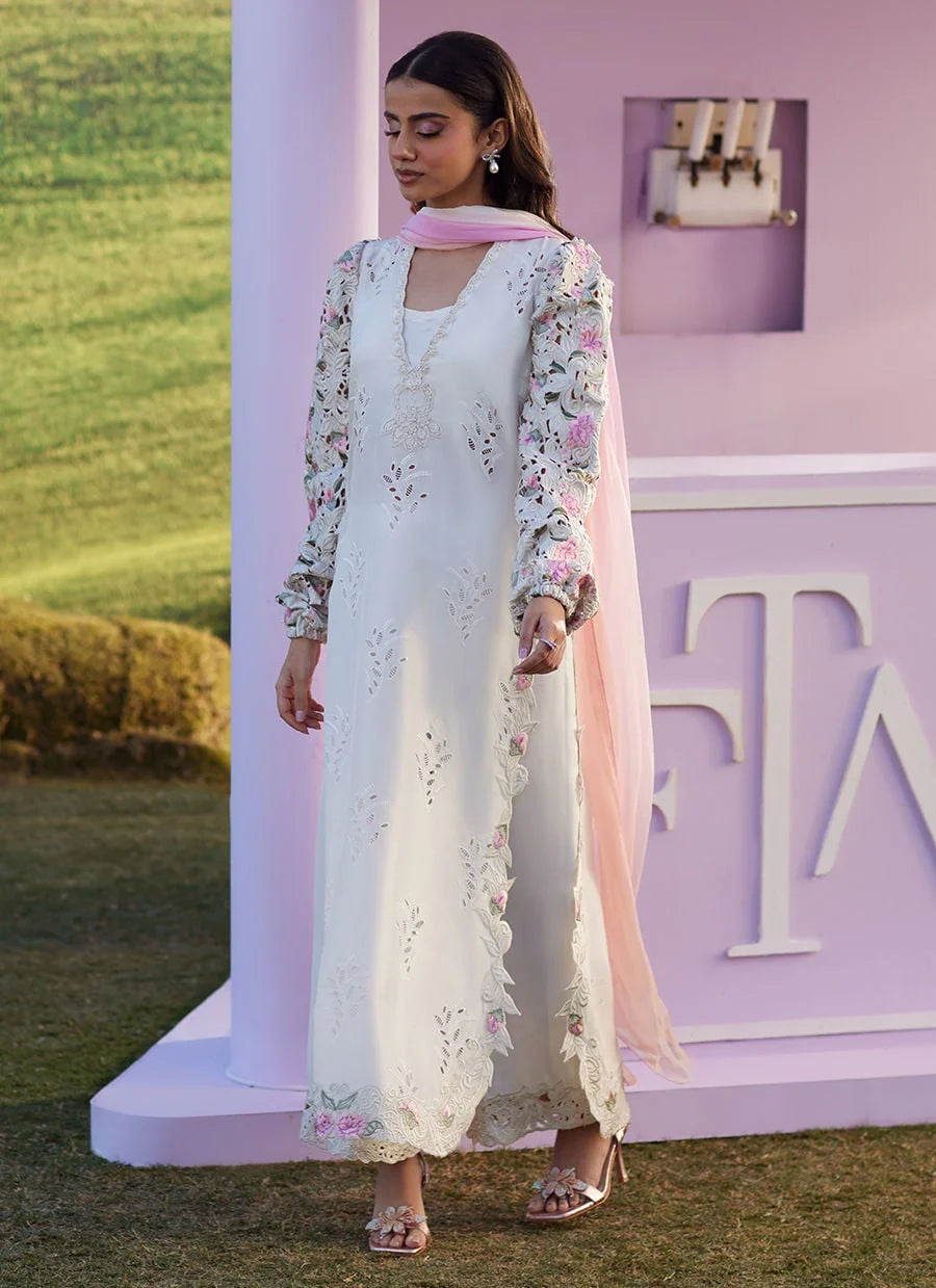 Farah Talib Aziz | Rose Lace Shirt And Dupatta