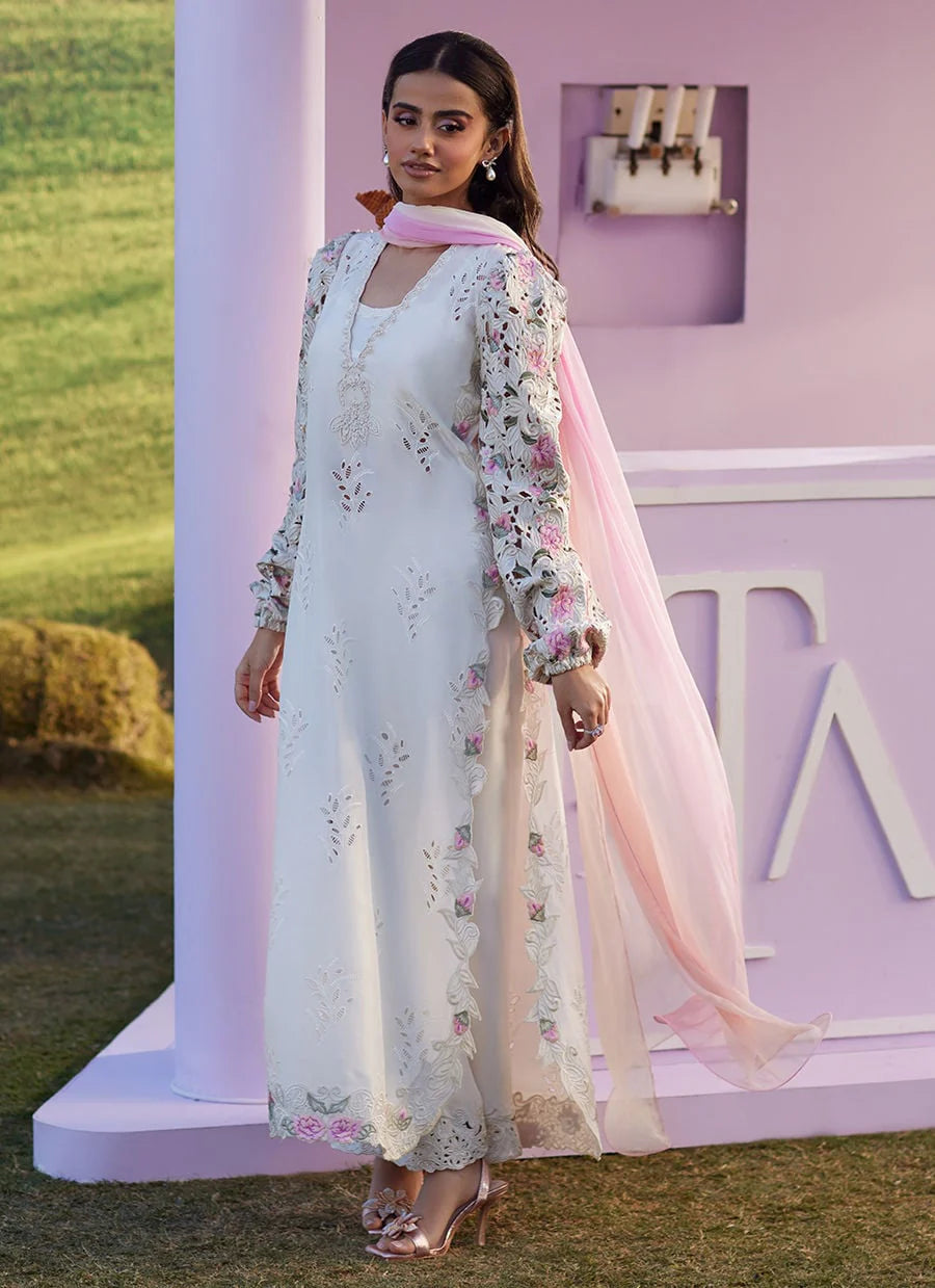 Farah Talib Aziz | Rose Lace Shirt And Dupatta