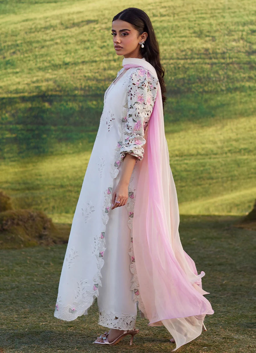Farah Talib Aziz | Rose Lace Shirt And Dupatta