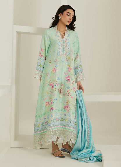 Runa Aqua Kaftan And Dupatta | Tara Eid'26 | FARAH TALIB AZIZ
