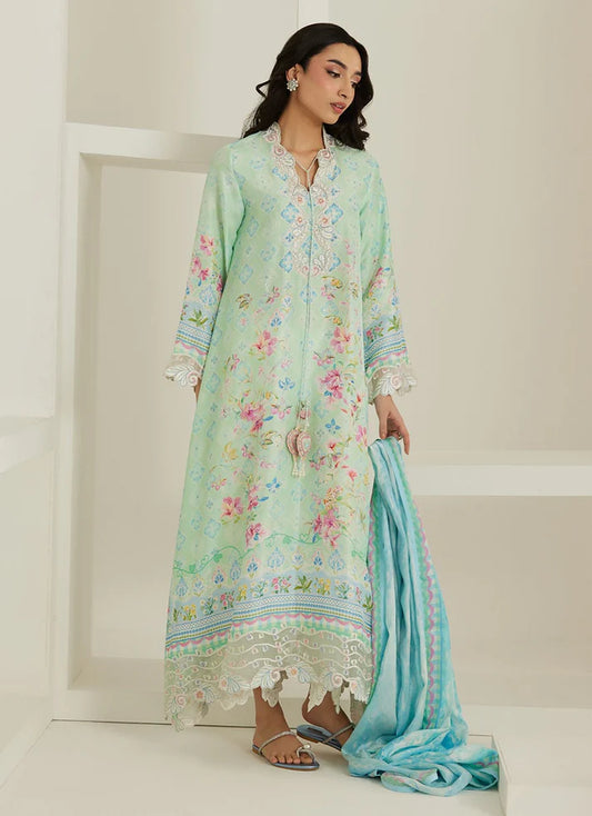 Runa Aqua Kaftan And Dupatta | Tara Eid'26 | FARAH TALIB AZIZ
