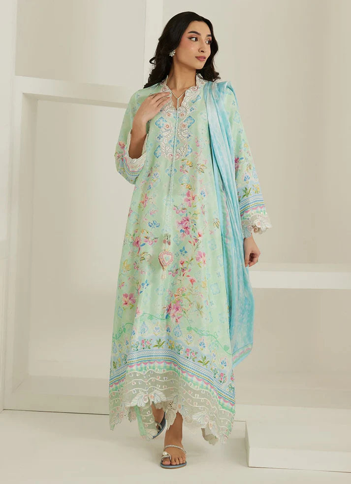 Runa Aqua Kaftan And Dupatta | Tara Eid'26 | FARAH TALIB AZIZ
