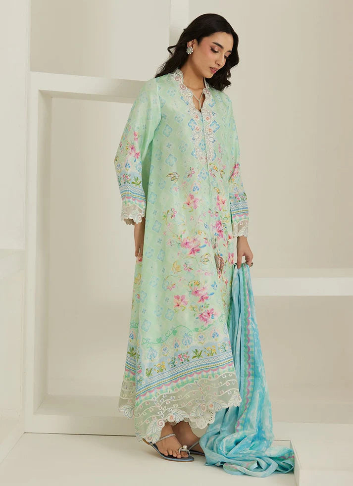 Runa Aqua Kaftan And Dupatta | Tara Eid'26 | FARAH TALIB AZIZ