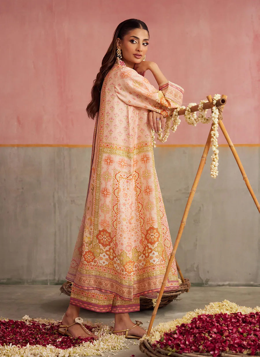 Farah Talib Aziz Mayna Festive Prints '25 - Eda Apricot Shirt And Dupatta