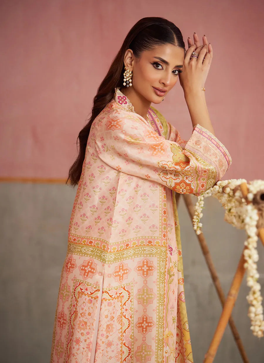 Farah Talib Aziz Mayna Festive Prints '25 - Eda Apricot Shirt And Dupatta