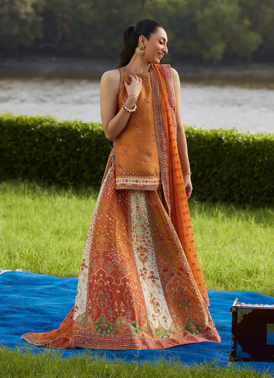Farah Talib Aziz Mayna Festive Luxe Pret '25 - Sitar Saffron Shirt And Dupatta