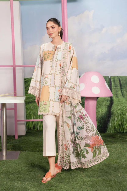 3 Pc Unstitched Embroidered Lawn Suit - MB-CUSV13-10A