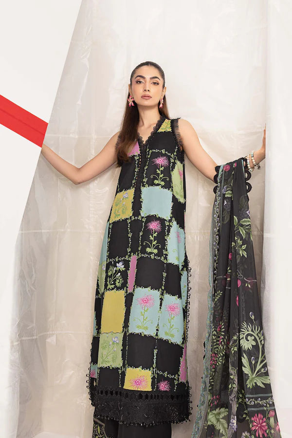 3 Pc Unstitched Embroidered Lawn Suit - MB-CUSV13-10B