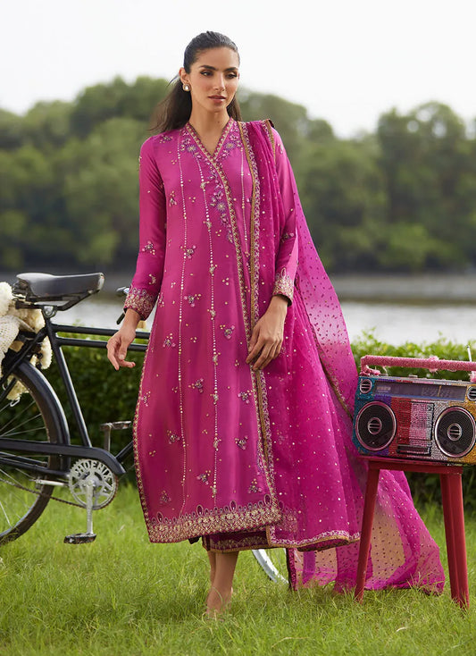 Farah Talib Aziz Mayna Festive Luxe Pret '25 - Mirage Magenta Shirt And Dupatta