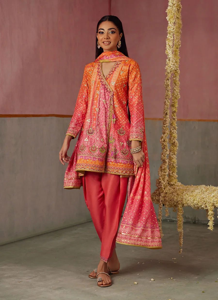 Farah Talib Aziz Mayna Festive Prints '25 - Ananya Ombre Shirt And Dupatta