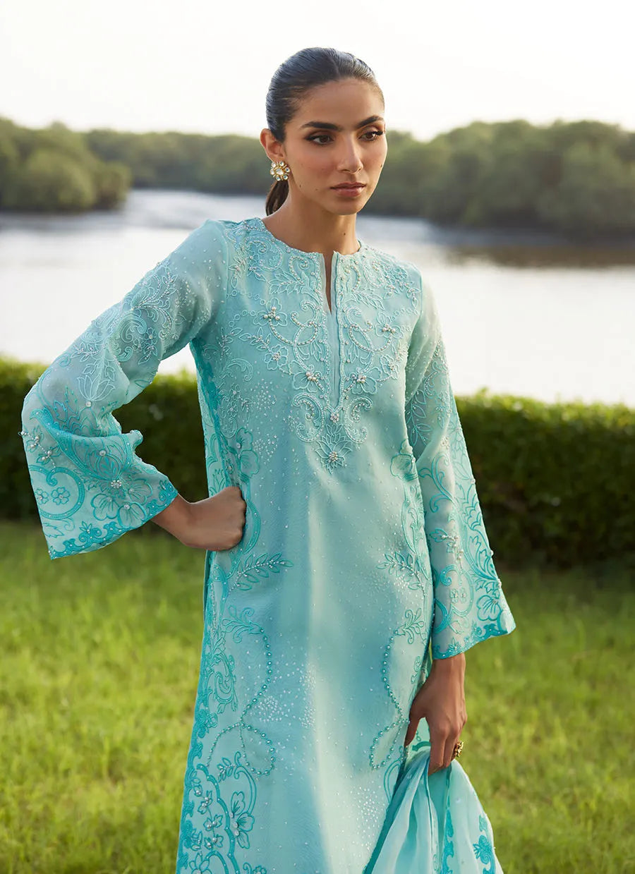 Farah Talib Aziz Mayna Festive Luxe Pret '25 - Wari Aqua Kurta And Dupatta