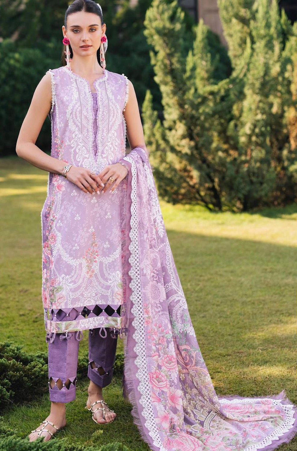 Jade Urbane Printed Lawn 2025 - Purple Suit Set