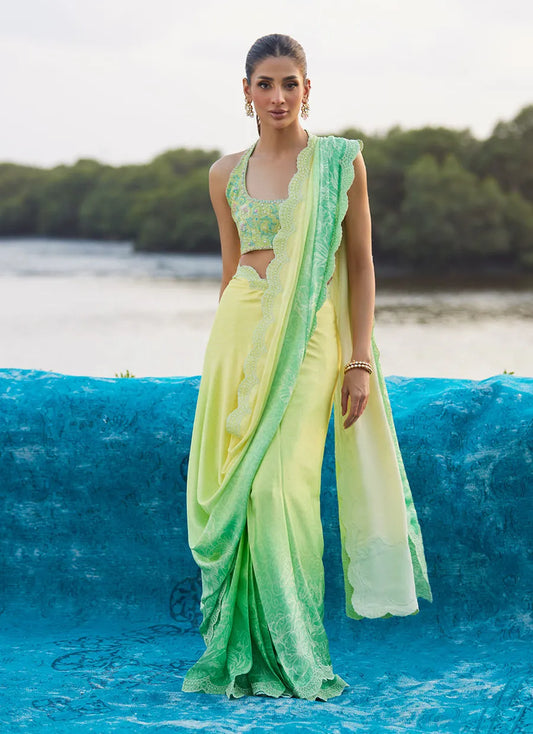 Farah Talib Aziz Mayna Festive Luxe Pret '25 - Celeste Ombre Saree