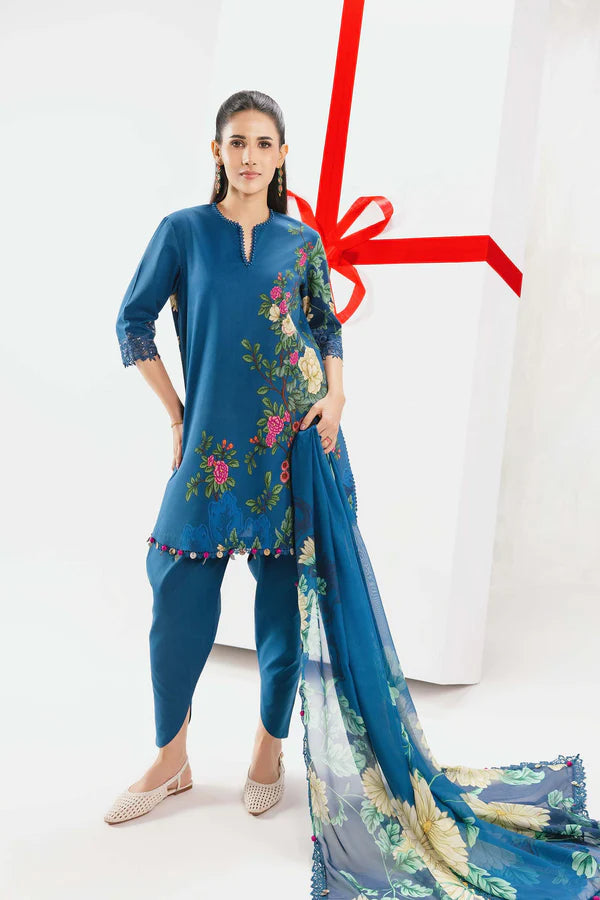 3 Pc Unstitched Embroidered Lawn Suit - MB-CUSV13-12A