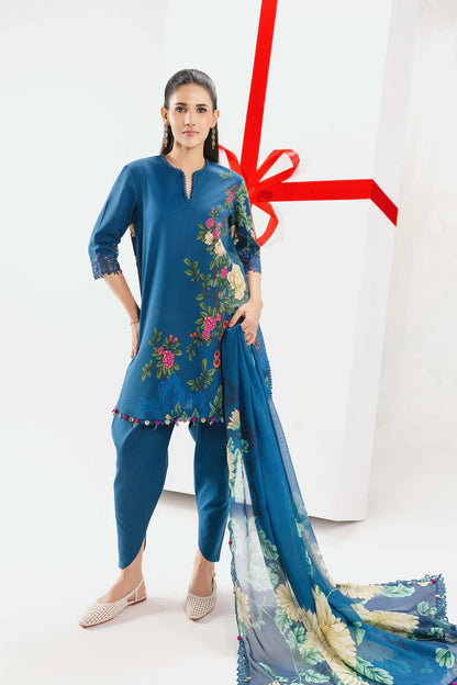 3 Pc Unstitched Embroidered Lawn Suit - MB-CUSV13-12A