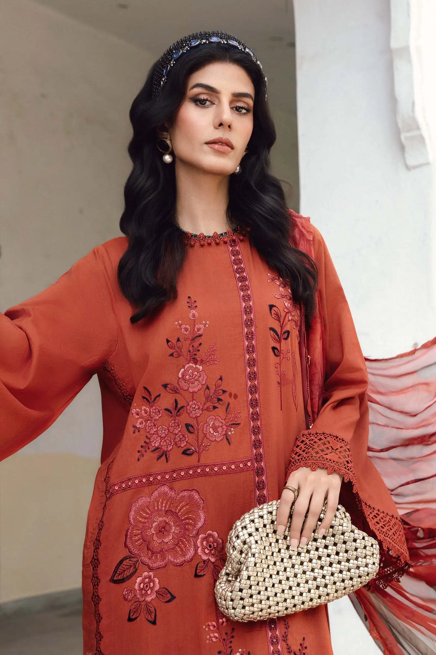 Maria.B M-Prints Unstitched '25 - Embroidered Cambric Suit | MPT-2701-B