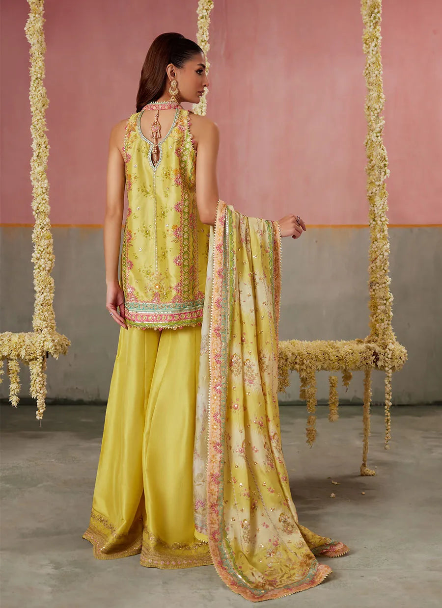 Farah Talib Aziz Mayna Festive Prints '25 - Zaria Kiwi Shirt And Dupatta