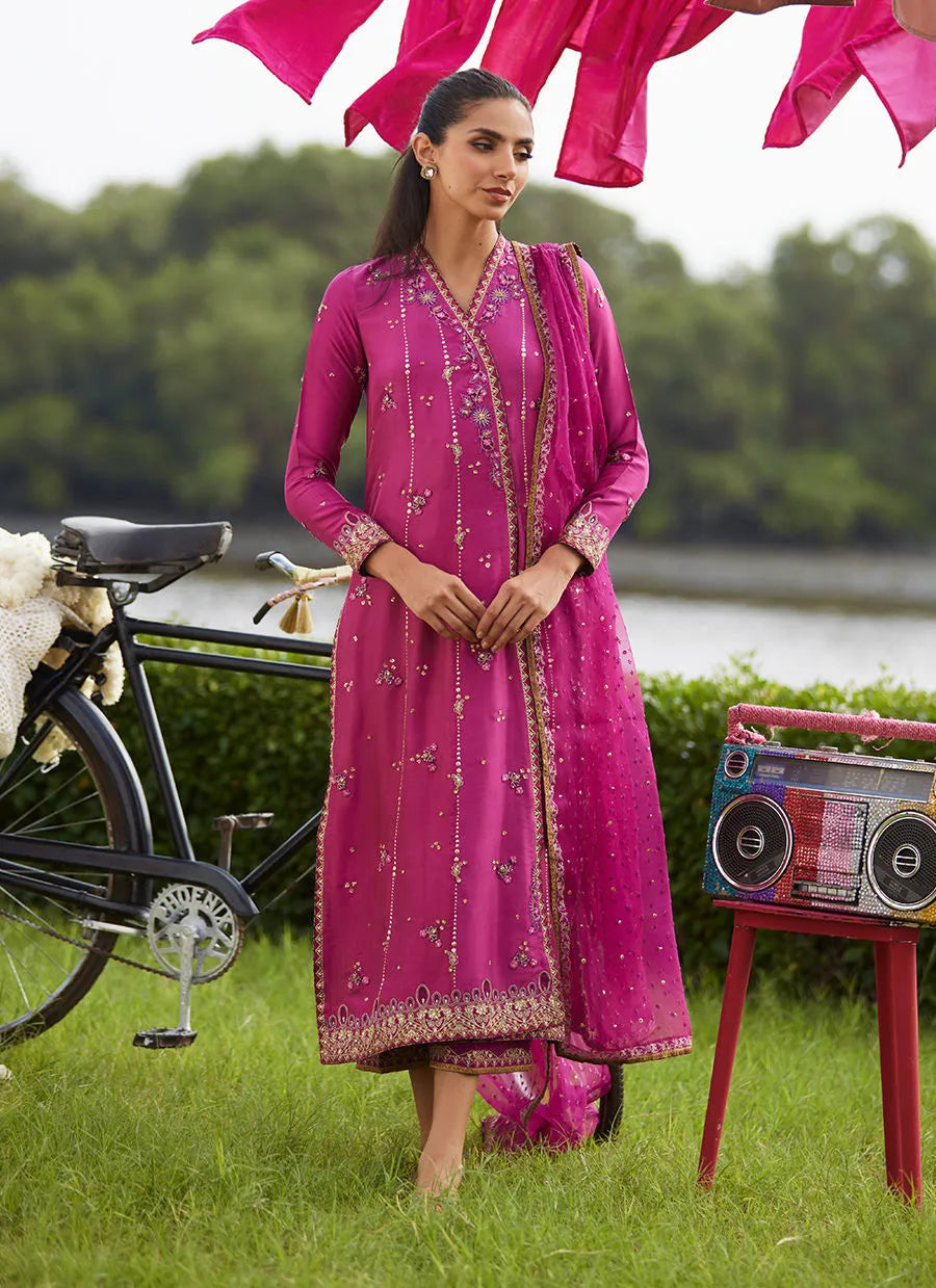Farah Talib Aziz Mayna Festive Luxe Pret '25 - Mirage Magenta Shirt And Dupatta
