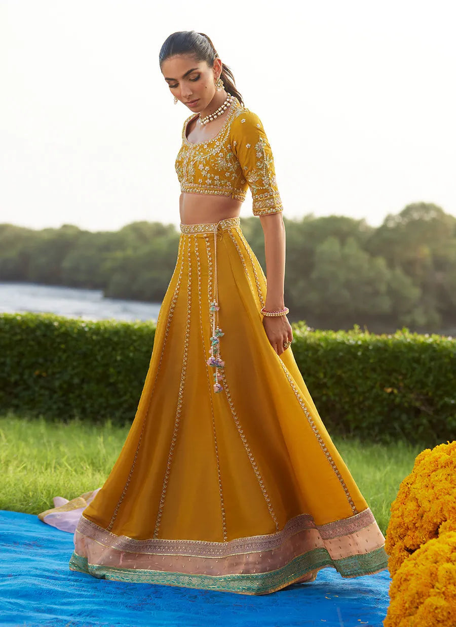 Farah Talib Aziz Mayna Festive Luxe Pret '25 - Zard Lengha Choli