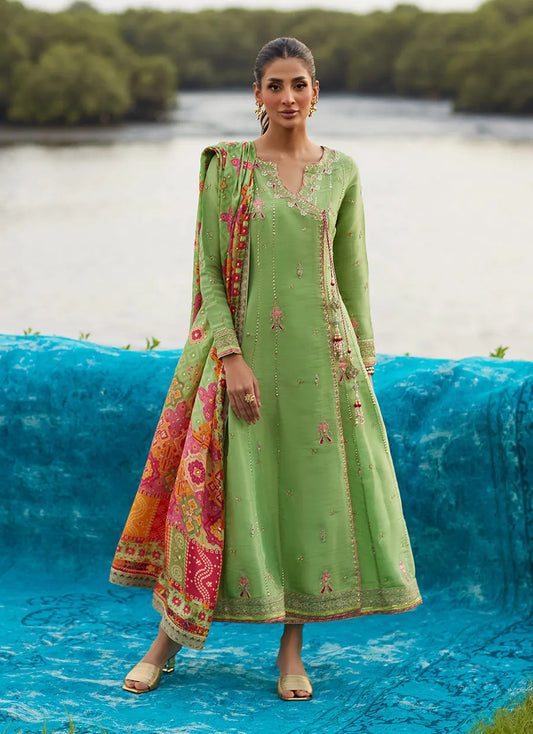 Farah Talib Aziz Mayna Festive Luxe Pret '25 - Elysian Sage Shirt And Dupatta