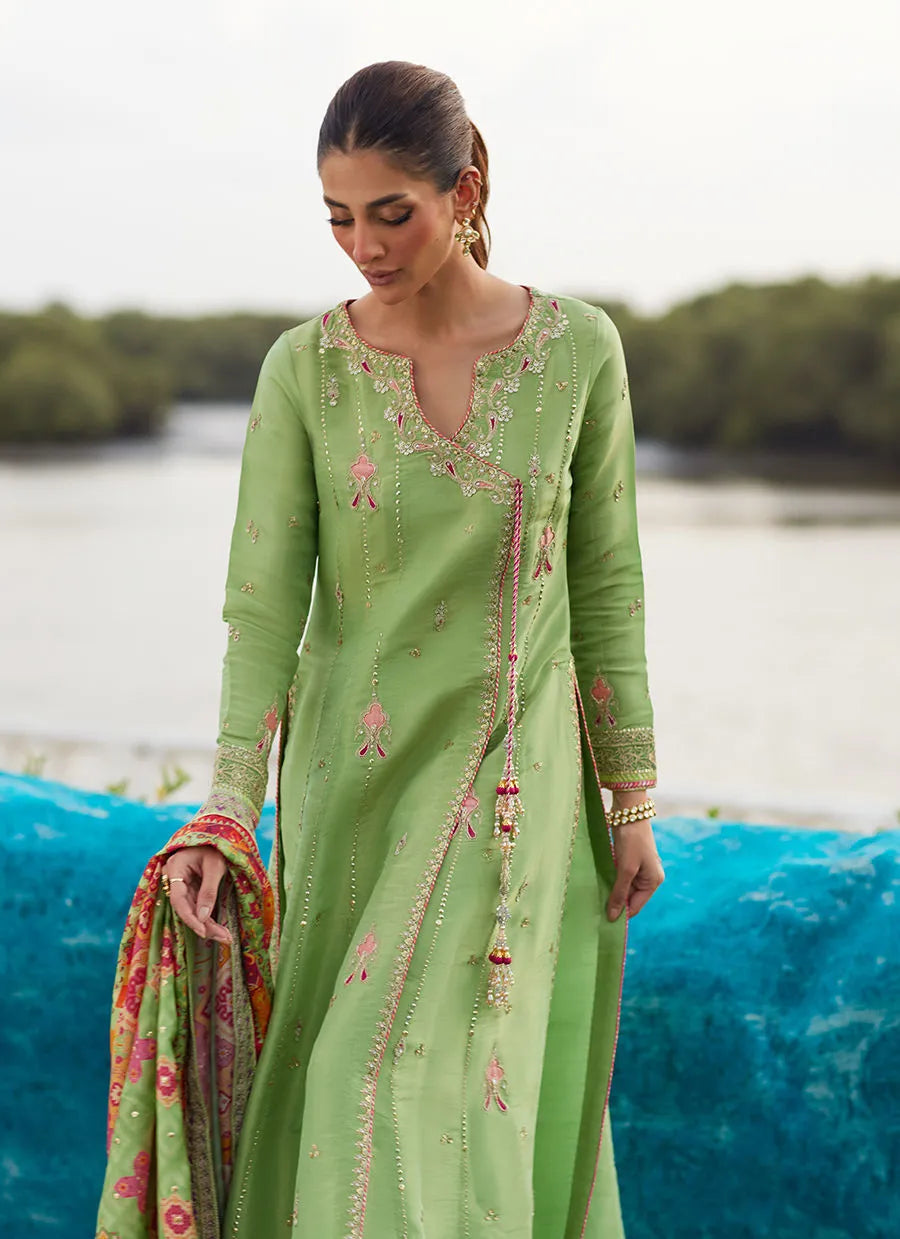 Farah Talib Aziz Mayna Festive Luxe Pret '25 - Elysian Sage Shirt And Dupatta
