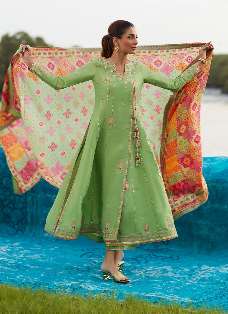 Farah Talib Aziz Mayna Festive Luxe Pret '25 - Elysian Sage Shirt And Dupatta