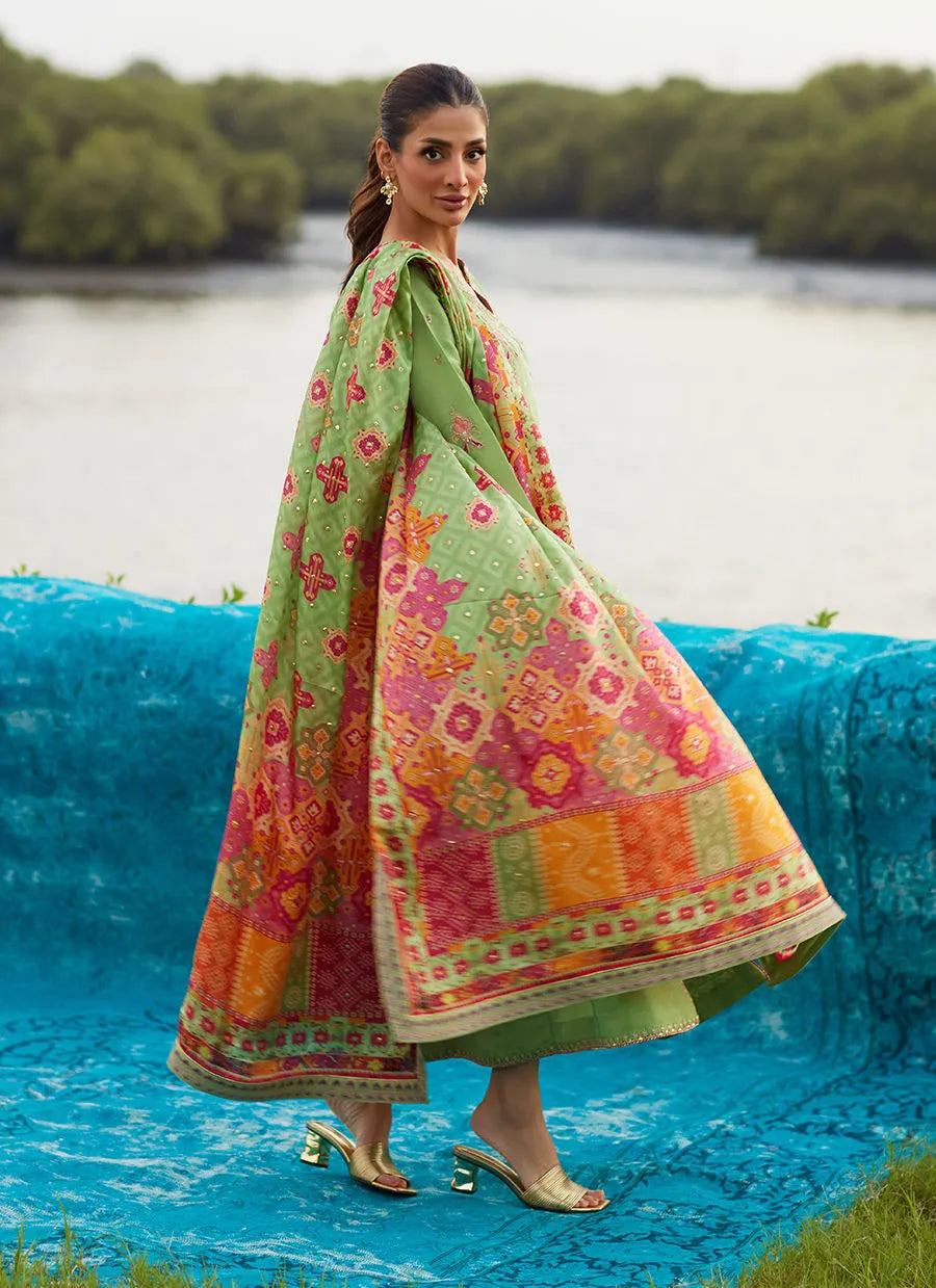 Farah Talib Aziz Mayna Festive Luxe Pret '25 - Elysian Sage Shirt And Dupatta