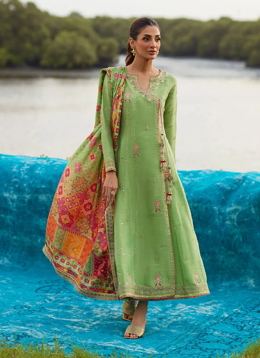 Farah Talib Aziz Mayna Festive Luxe Pret '25 - Elysian Sage Shirt And Dupatta