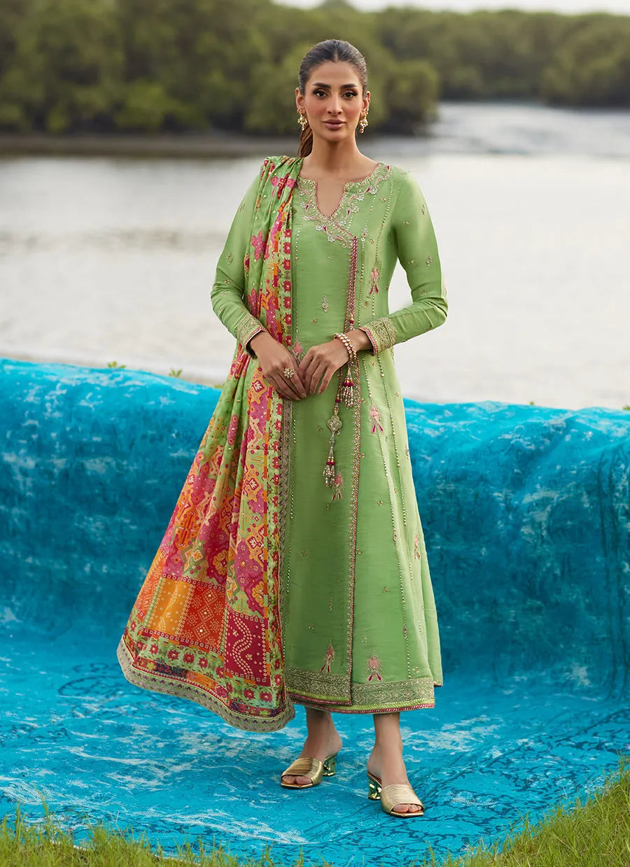 Farah Talib Aziz Mayna Festive Luxe Pret '25 - Elysian Sage Shirt And Dupatta