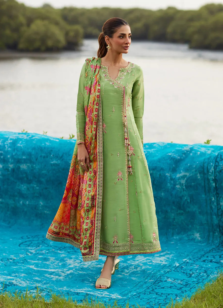 Farah Talib Aziz Mayna Festive Luxe Pret '25 - Elysian Sage Shirt And Dupatta