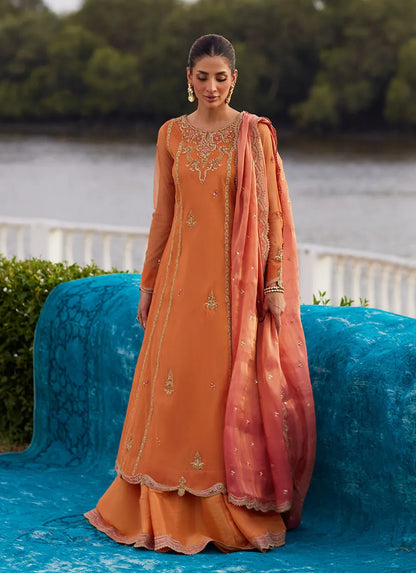 Farah Talib Aziz Mayna Festive Luxe Pret '25 - Anarkali Apricot Kalidaar And Dupatta